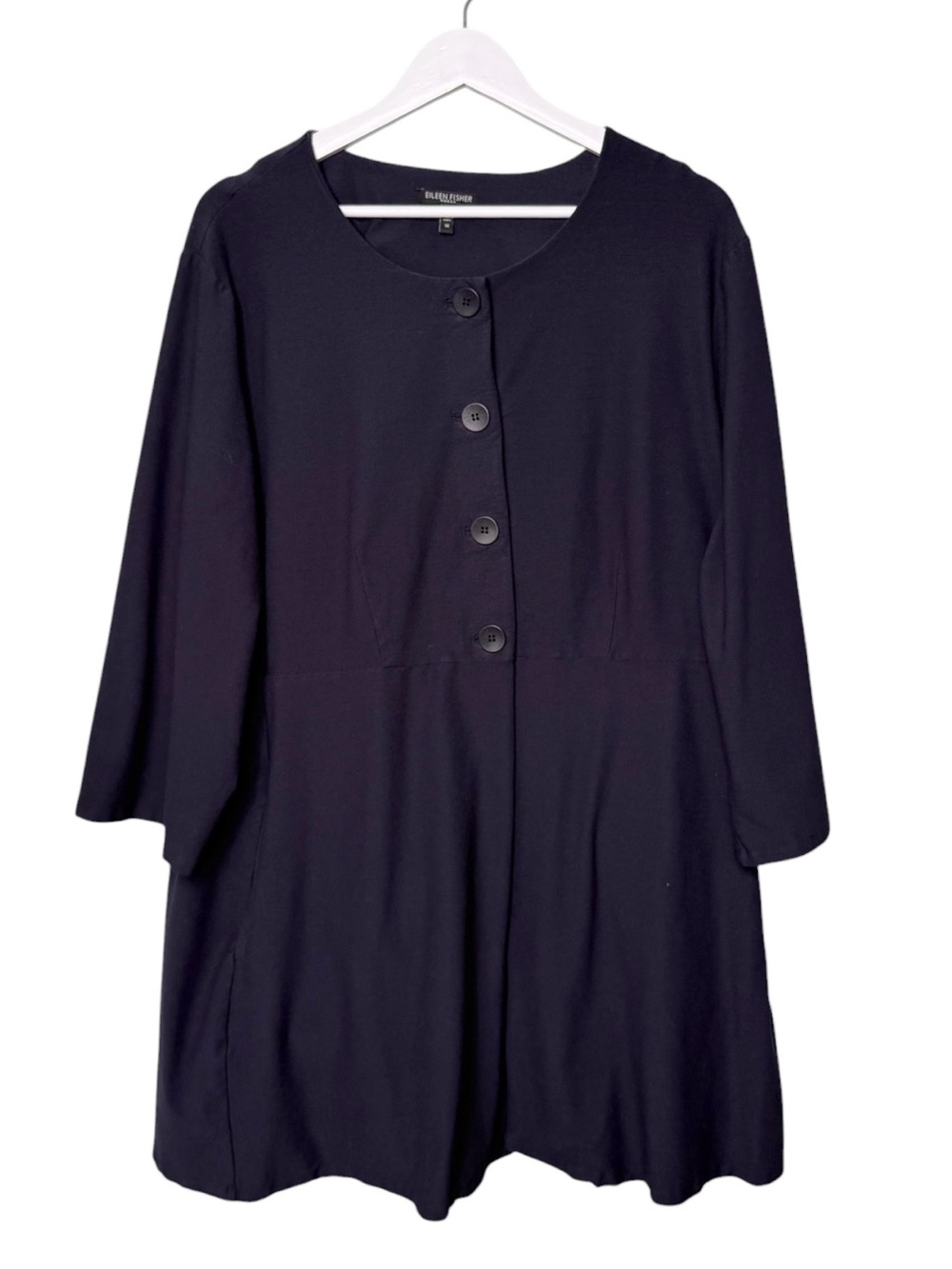 Eileen Fisher Washable Stretch Crepe Cardigan Jacket Navy Blue Women’s Size 1X